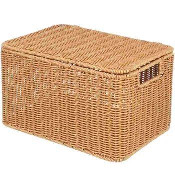 Кутии за съхранение Cube С капак и метална рамка Изплетен кош за съхранение на Многофункционална кошница за подробности Сплетен кутия за съхранение Cube Storage