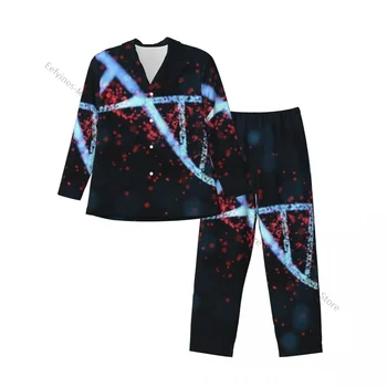 Мъжки пижамные комплекти DNA Lines Пижами за мъже Риза с дълъг ръкав за Мъже е Мека домашно облекло за почивка