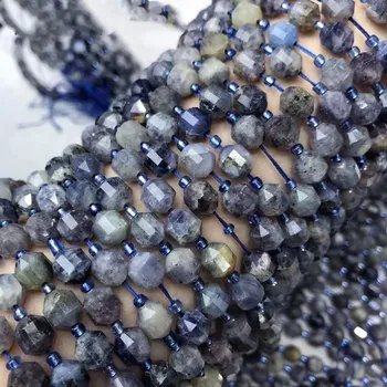 свободни мъниста от синьо иолита, нарязани 7 * 8 mm, за производство на бижута със собствените си ръце, свободни мъниста FPPJ на едро, природа