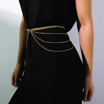 Реколта многоетажни ремъци-на веригата за жени, метални Алуминиеви женски аксесоари луксозен дизайн Y2k, дамски колани-верижки за тяло