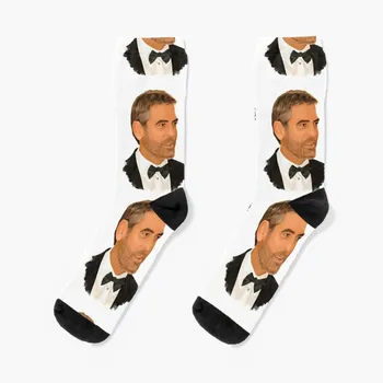 Чорапи с цифров рисувани Джордж Клуни, мъжки чорапи за ръгби, дизайнерски марка, дамски чорапи за баскетбол, мъжки