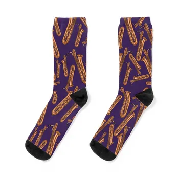 Лилави чорапи-модел Баритон-саксофон, компресия цветни мини футболни мъжки, Дамски чорапи, Мъжки