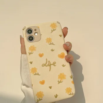 Луксозен калъф за телефон little yellow flower любов за iPhone 14 13 12 11 Pro Max PLUS Mini X XR XS 7 8 SE 2020 защитен калъф