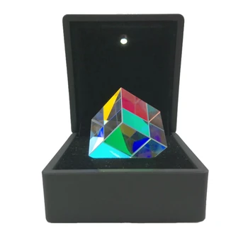 Която се събира цветът на призма, 6-страничен светлинен куб за уреда за експерименти с цвят на призмата с квадратна призмата, Оптична стъклена леща