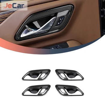 Вътрешна дръжка Врата на колата JeCar от въглеродни влакна, украса на чашата, Рамка-стикер за Chevy Suburban 2020 г. съобщение, Аксесоари за интериор на автомобила