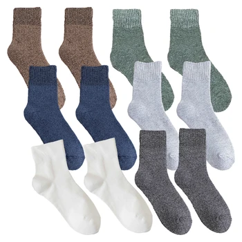 6 чифта Есенни Цветни Спортни Чорапи За скално Катерене На Открито, Разтеглив Зимни Чорапи, Коледни Реколта Дебели Меки Дишащи Топли Чорапи До Средата на Прасците