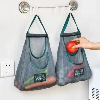 Многофункционална чанта за съхранение в кухнята, Дишаща мрежа чанта за плодове и зеленчуци, Подвесная чанта за съхранение на джинджифил, чесън, Артефакт за окачване