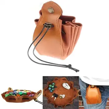 Модерна чанта за съхранение с няколко Страни, инструмент за хазарта, Кожен калъф на съвсем малък, чанта за настолни игри, тава за костите, портфейл за монети